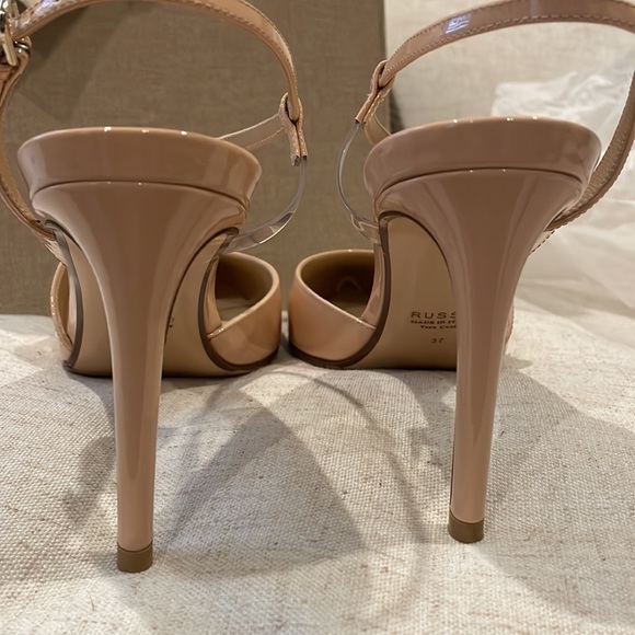 Francesco Russo Flesh/Nude Patent Leather Slingbacks - Picture 4 of 5